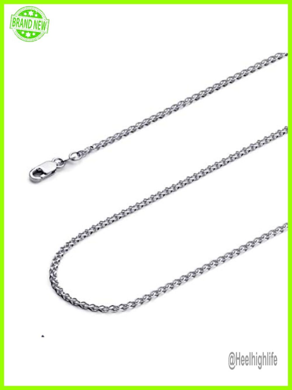 14k Gold 1.5mm Flat Open Wheat Chain Necklace Lobster Clasp